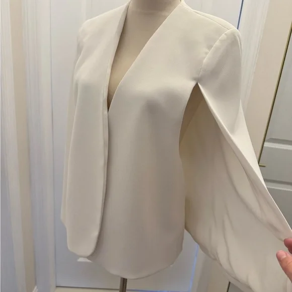 ZARA WHITE CAPE BLAZER MEDIUM - Picture 5 of 11